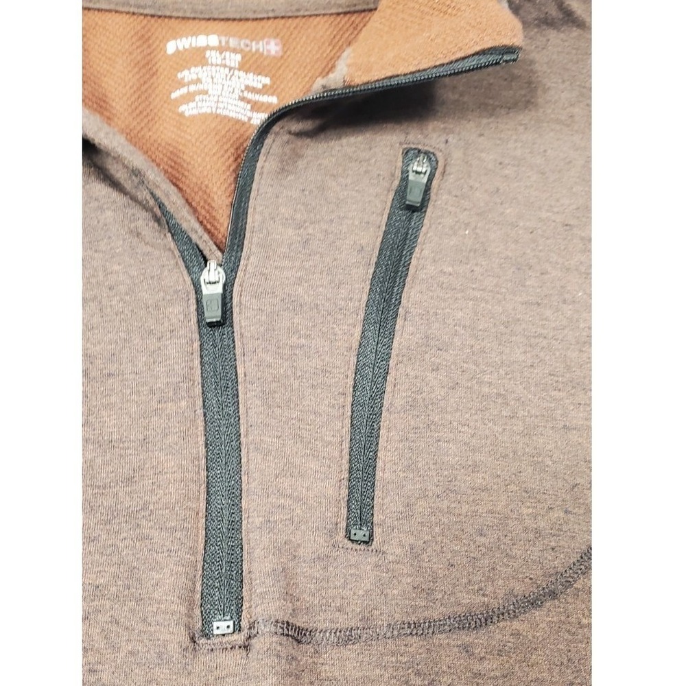 Swiss Tech Pullover Men's 2XL‎ Brown Long Sleeve 1/4 Zip Knit Shirt Sweater